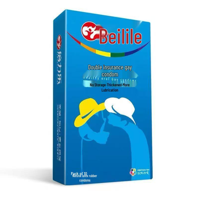 Презервативы Beilile Двойная Защита для Мужских Пар, Упаковка 10 шт., Толстые и Безопасные, Без Резервуара, Для Анального Использования.