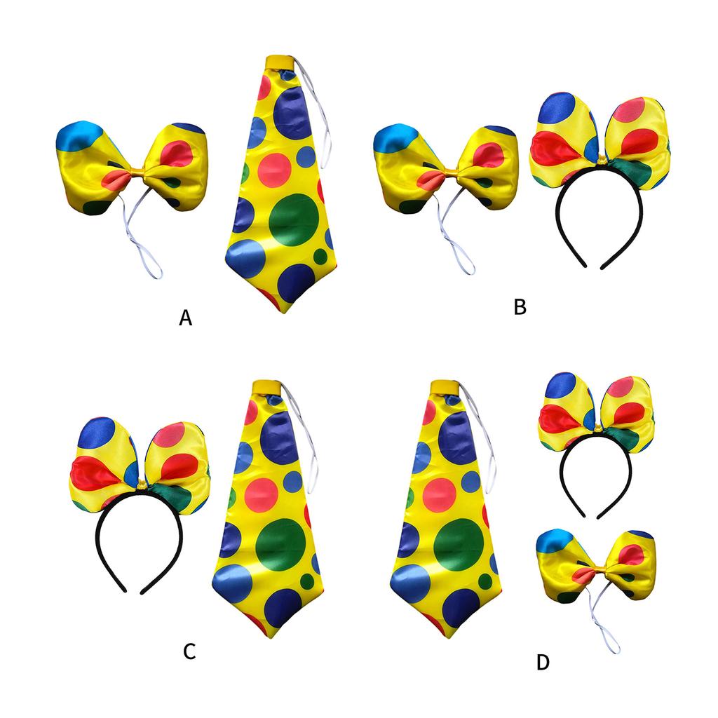 Amusement Park Clown Bow Tie/Necktie/Hairband Universal Men Circus Vintage Show Style Adult Cosplay Party Accessories