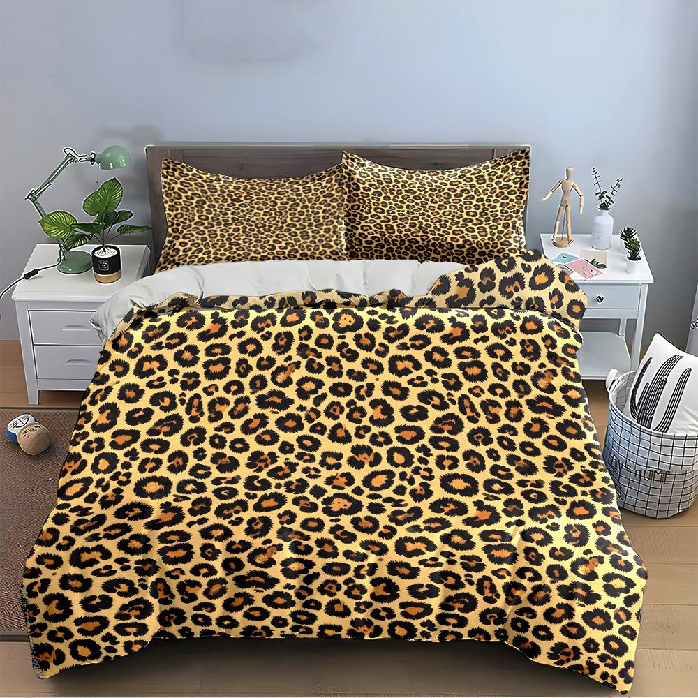 Leopard Print Bedding Set 3-Piece Bedding set (1 duvet cover, 2 pillowcases, duvet not included)