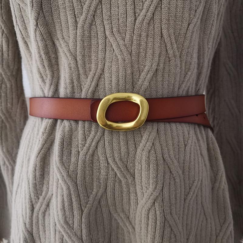 Authentic Ladies Belt With Alloy Circle Buckle For Office And Casual