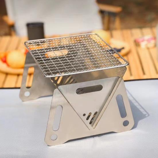 Портативный угольный гриль из нержавеющей стали для барбекю на открытом воздухе для кемпинга, пикника, походов