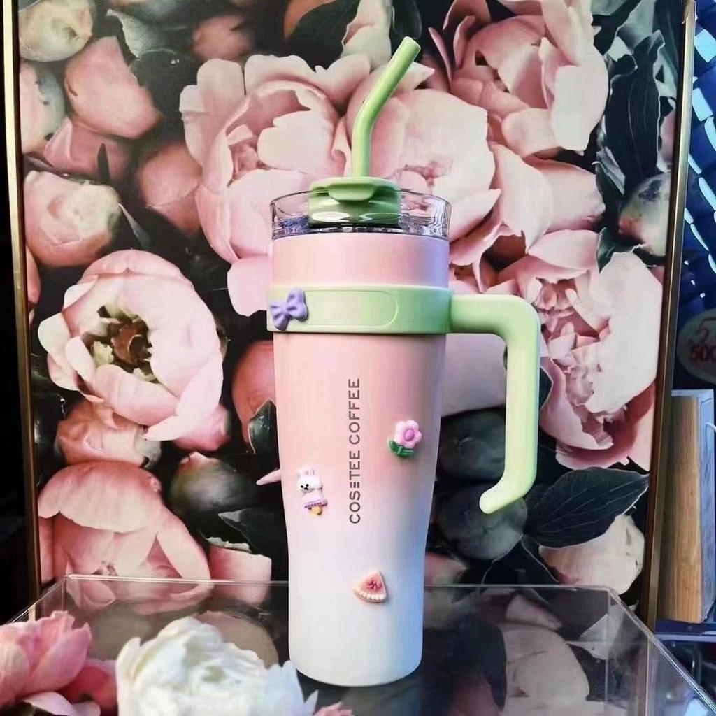 Кофейная кружка, стаканы 1250 мл с ручкой, изолированные кружки с крышками и трубочками, автомобильная чашка с вакуумной изоляцией, дорожные стаканы для кофе