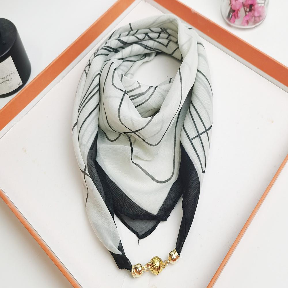 Весна/Лето 2025 Женский шелковый шарф высокого класса: Треугольный снуд с магнитной застежкой для защиты шеи