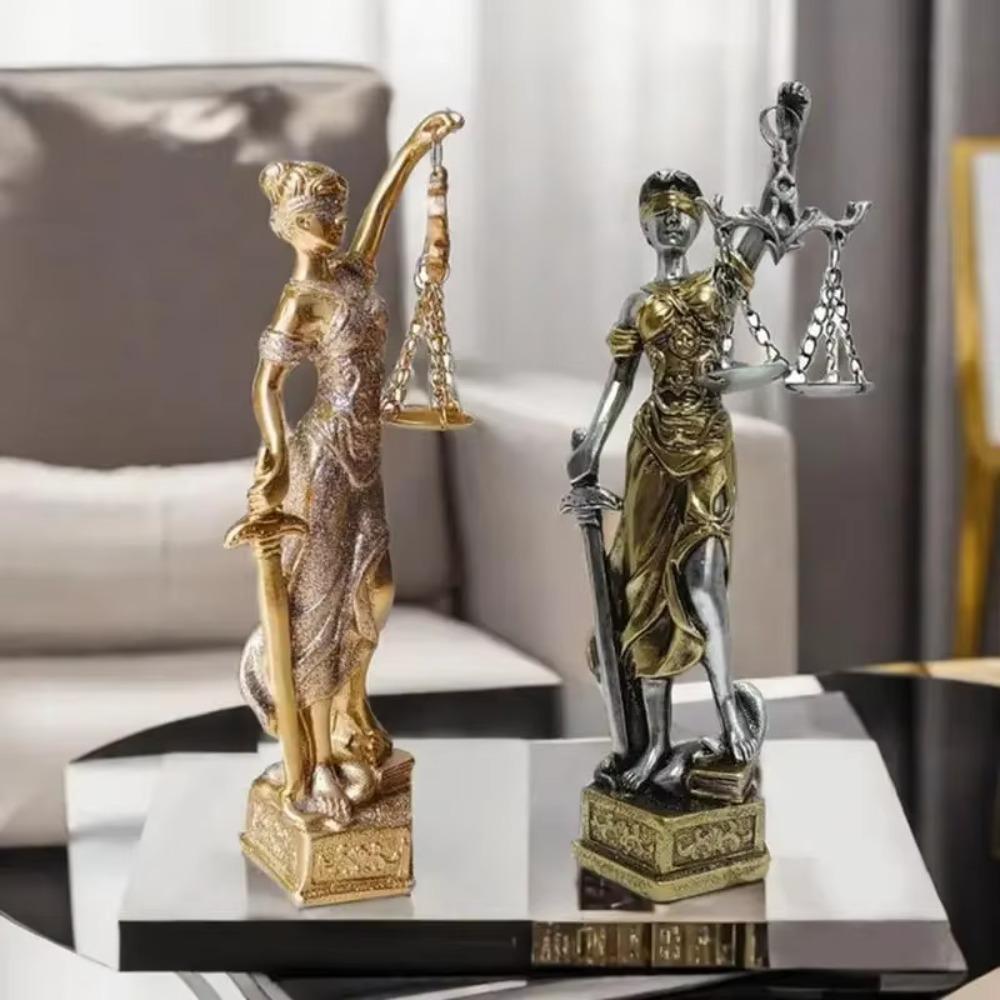 Resin Goddess of Justice Desk Ornaments Vintage Goddess of Wealth Statue  Office