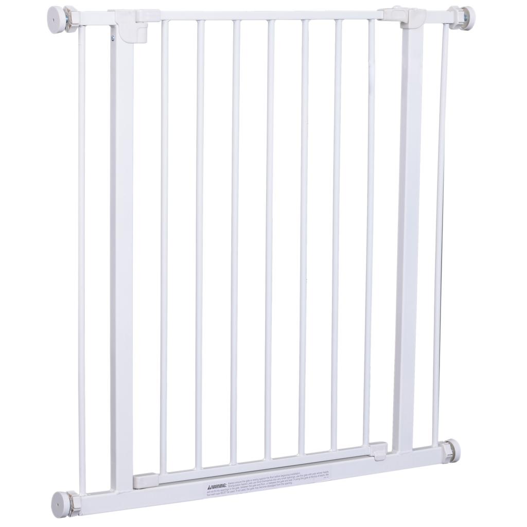 Expandable Pet Safety Gate Easy Installation with Pressure Mounts Heavy Duty Steel with a Powder Coated Finish White 76x76-82cm