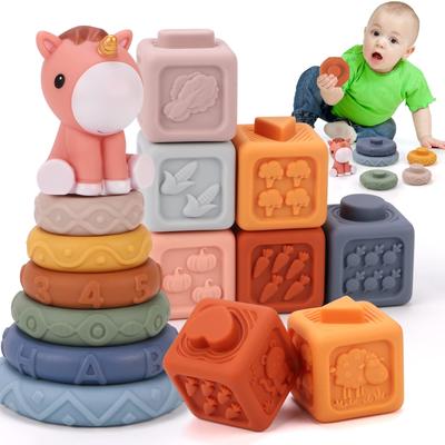 Qizebaby Игрушка для малышей, Строительные кубики, Мягкие кубики, Игрушка для ванны, Игра на складывание, Сортер по форме, Монтессори-игрушка, Обучающая игрушка, Игрушка-антистресс, Детская обувь