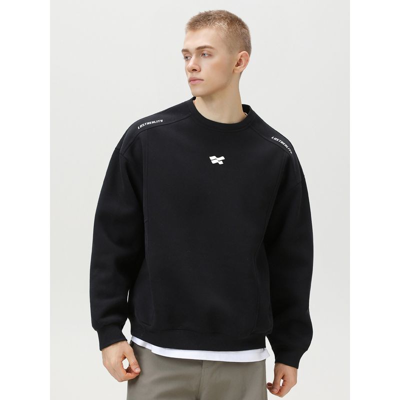 Hoodless Hoodie Men's American round Neck Heavy 2025 New Autumn and Winter Loose O-neck pullover Black Top Tide