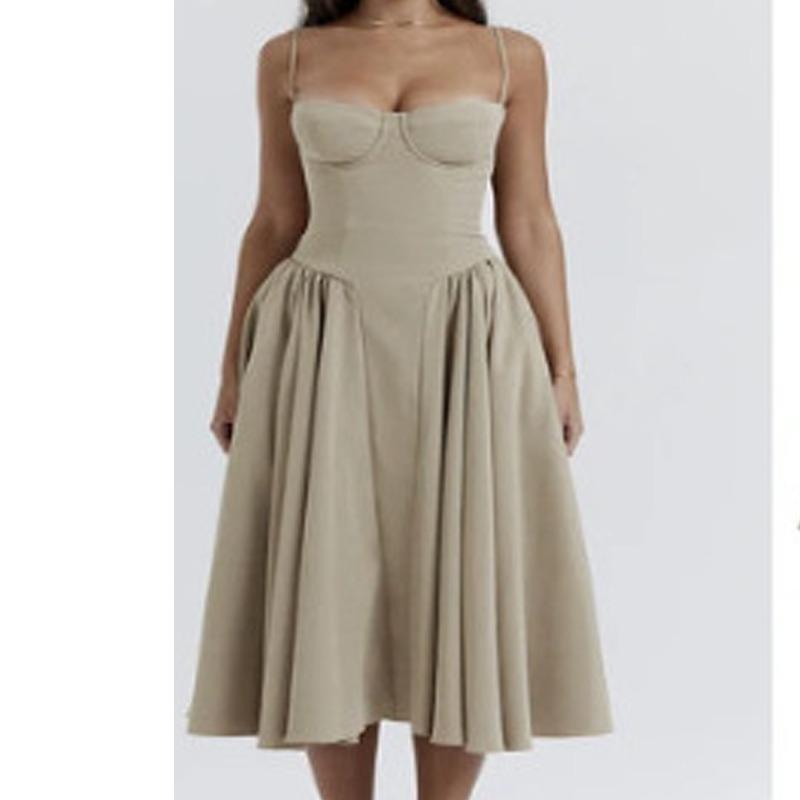 Летнее модное тонкое плиссированное платье трапециевидной формы, женское повседневное сексуальное вечернее платье на подтяжках, женские элегантные свободные вечерние однотонные женские платья 766