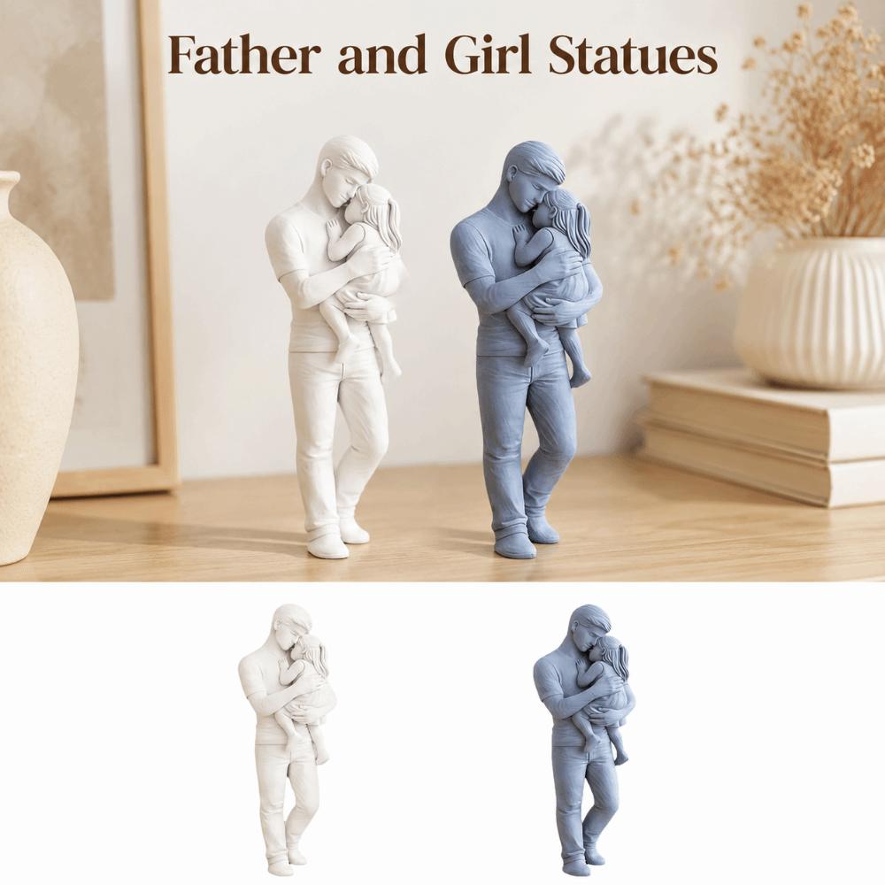 Creative Father and Girl Statues Standing Nordic-Style Ornaments Hug Kids Sculpture Father's Day