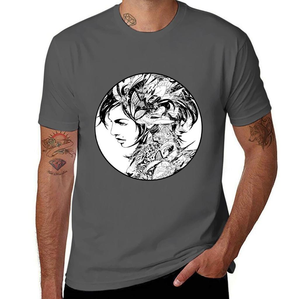 Dj Okawari Kaleidoscope Bw Tshirt Simple Casual Short Sleeve Cotton Tshirt