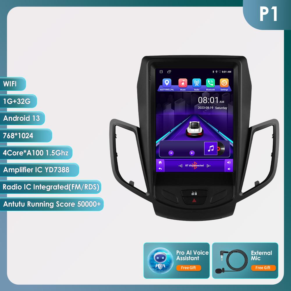 OSSURET 9,7-дюймовый экран QLED 2din Android автомобильный радиоприемник мультимедиа видеоплеер для Ford Fiesta 2009 - 2017 GPS Navi Carplay Auto 4G LTE RDS AI Bluetooth