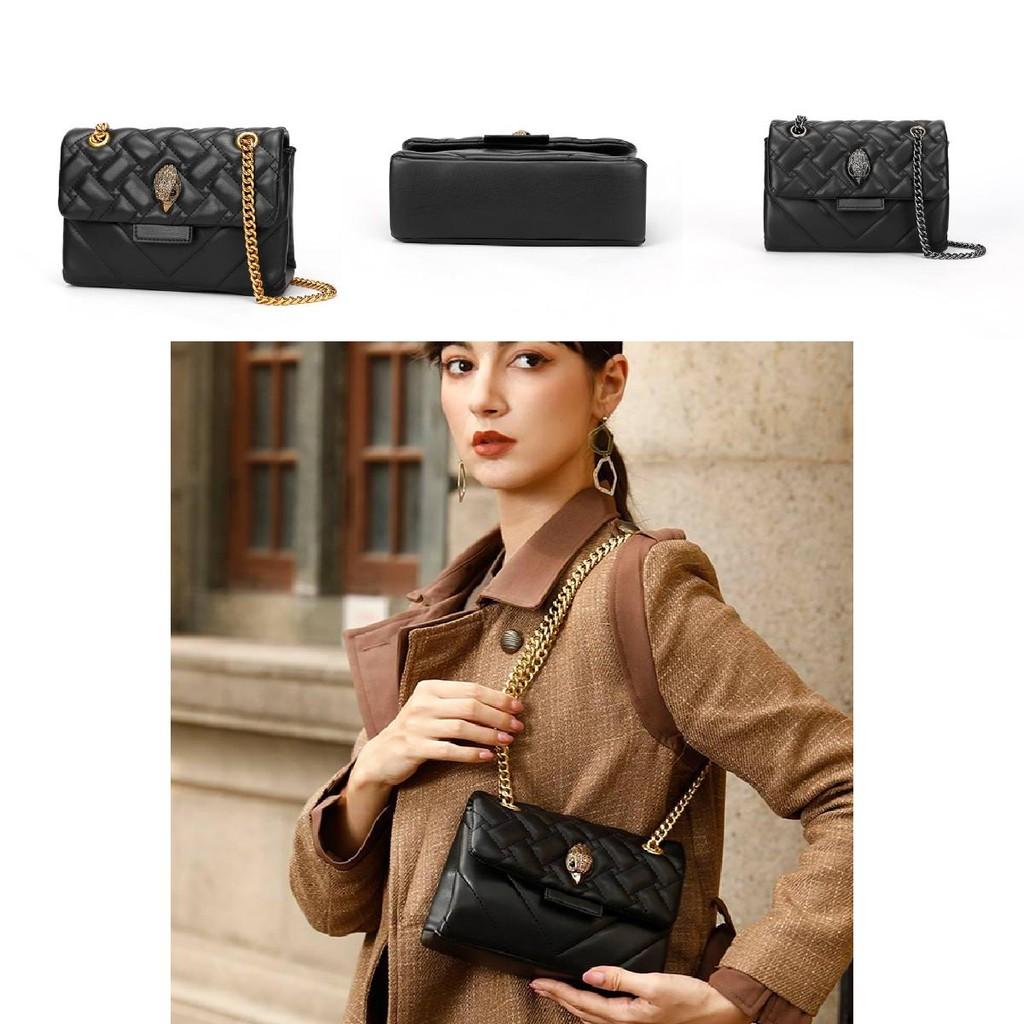 Kurt Black Geiger Crossbody Bag Chain Rhomboid Grid Eagle Head Decorate Gift