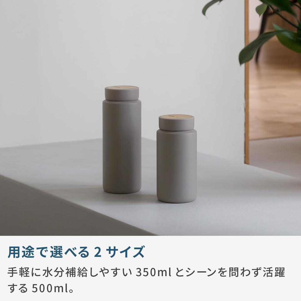 Бутылка Rivers MOKU из нержавеющей стали 350 мл для кружки, бутылка для воды с широким горлом, кофейная бутылка, кофейный пепельно-голубой цвет (Легкий/приблизительный. 195 г/Легкая стирка)