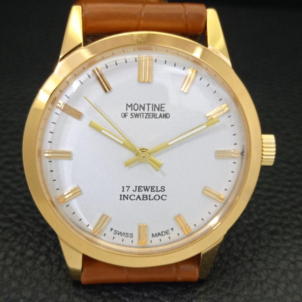 ВОССТАНОВЛЕННЫЕ ПОЗОЛОЧЕННЫЕ ВИНТАЖНЫЕ ШВЕЙЦАРСКИЕ МУЖСКИЕ ЧАСЫ MONTINE 17J WINDING a285405-10 Montine-a285405-2