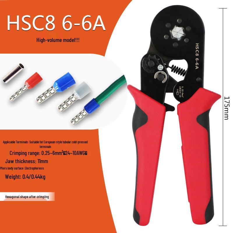 Hexagonal Mini Ratchet Crimping Pliers Set HSC8 6-6 for European Terminals