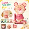 Portable Cartoon Bear Shaped Fan with Rechargeable Battery USB Powered Mini Desk Fan with Adjustable Speed for Home Office Travel