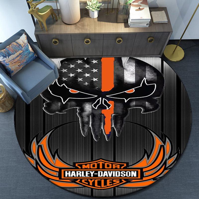 Круглый ковер с изображением мотоцикла Harley-Davidson для гостиной, спальни, игровой комнаты, коврик под стул, ковер для зоны, круглый ковер, Веерный рождественский подарок