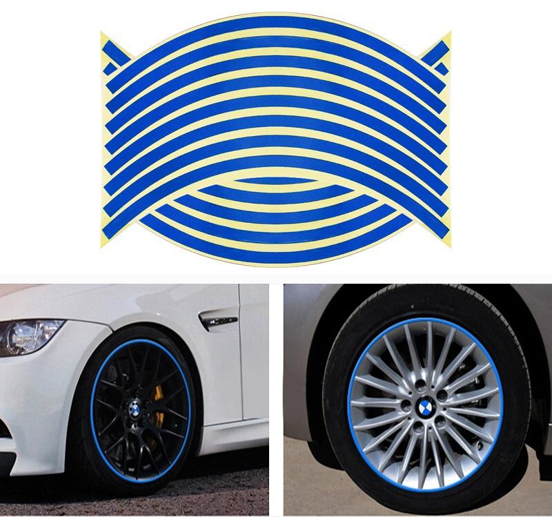 16Pcs Sticker Reflective Rim Stripe Tape Tape Pet Reflective Decal Sticker Bike Motorcycle Car