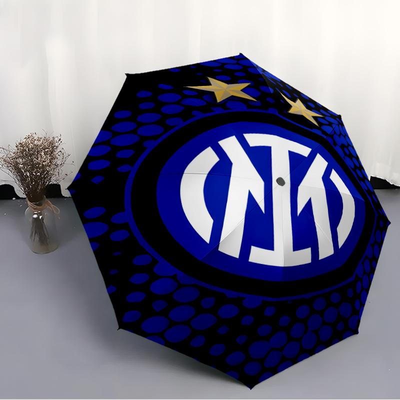 1pc I-Internazionale Milano (12) Umbrella, Sun Protection, And UV Shielding. It Has Eight Sturdy Ribs for Outdoor Use And Perfect As a Holiday Gift