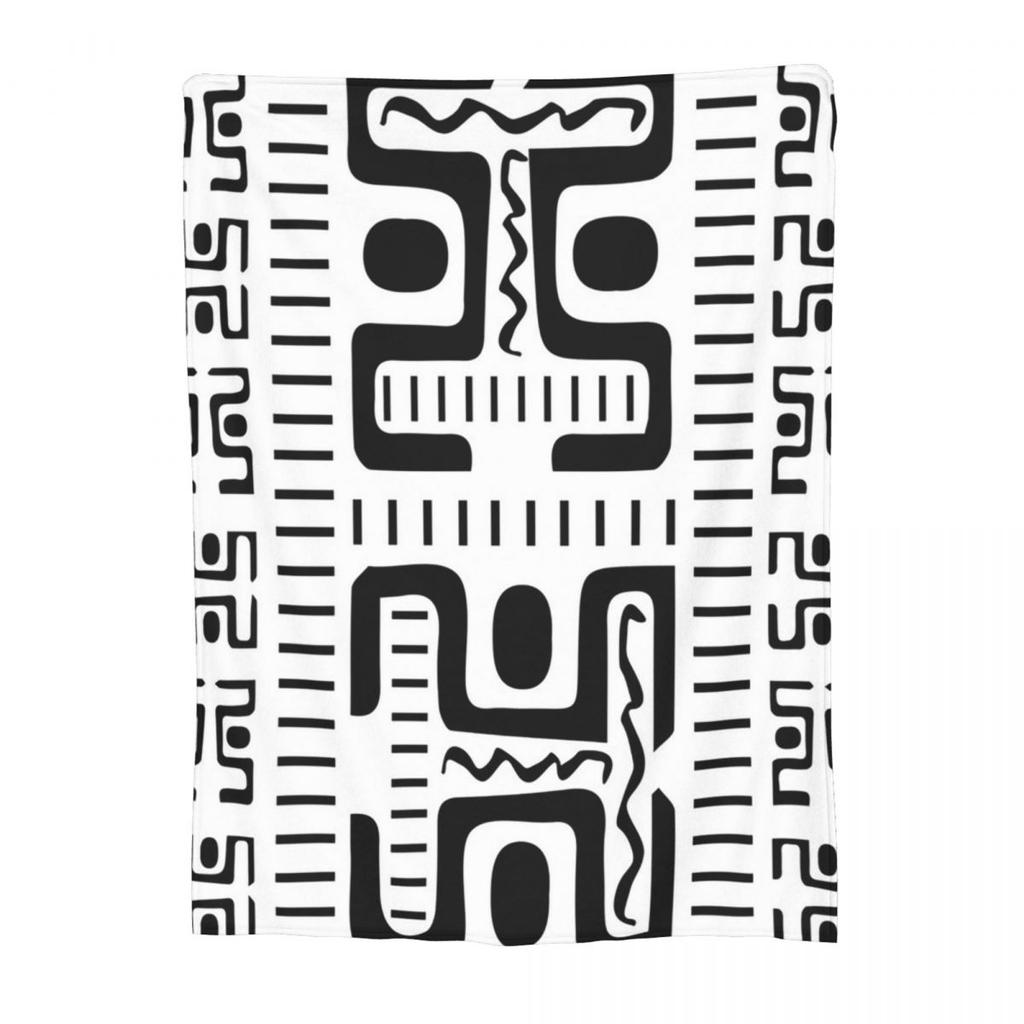 African Bogolan Mudcloth Pattern Blanket Soft Warm Flannel Throw Blanket Bedding for Bed Living room Picnic Travel Home Sofa