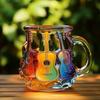 2Pcs Guitar Art Mug 11oz Musical Coffee Cup 3D Guitar Shaped Glass Mug Painted Collection Gifts for Music Lovers