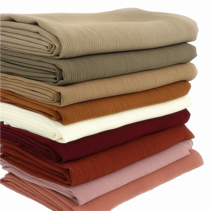 Little Crinkle Chiffon Hijab Good Stitching Solid Plain Scarf High Quality Premium Malaysian Women's Scarves Hijabs Long Shawl