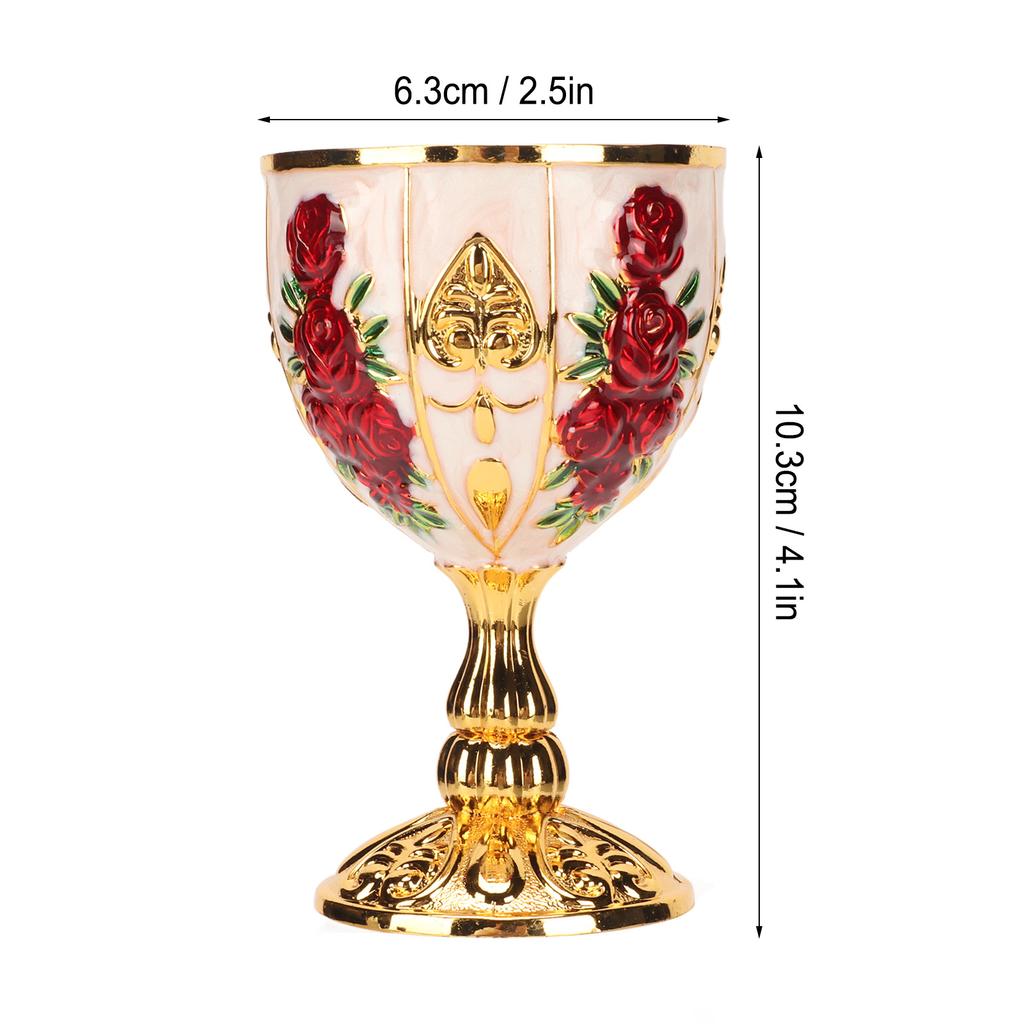 Gold Chalice 4 Inch High Zinc Alloy Retro EmNaBossed Flower Pattern Elegant Pimp Cup for Party Banquet Bar