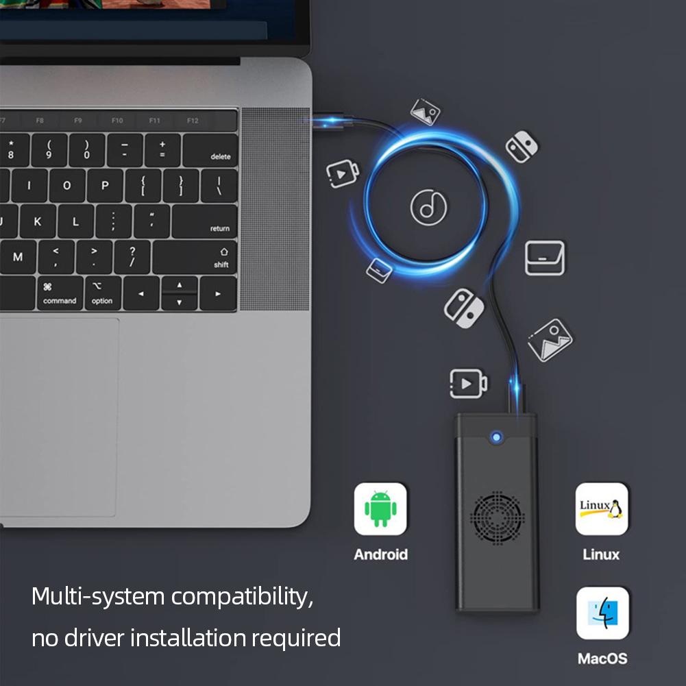 Корпус для жесткого диска M.2 NVME NGFF M/B/(B + M) Кейс для SSD Поддержка систем Windows/macOS/Android/HaemonyOS для SSD 2242/2260/2280