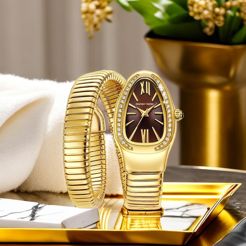 Элегантный дизайн женских часов Уникальный браслет в форме змеи Женские кварцевые наручные часы Лучший подарок