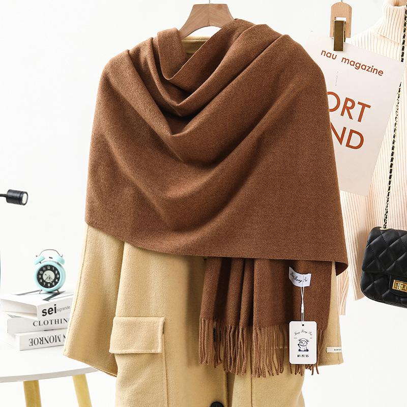 Women'S Thick Warm Solid Color Scarf Autumn And Winter New Style Cashmere Scarf Versatile Wool Scarf