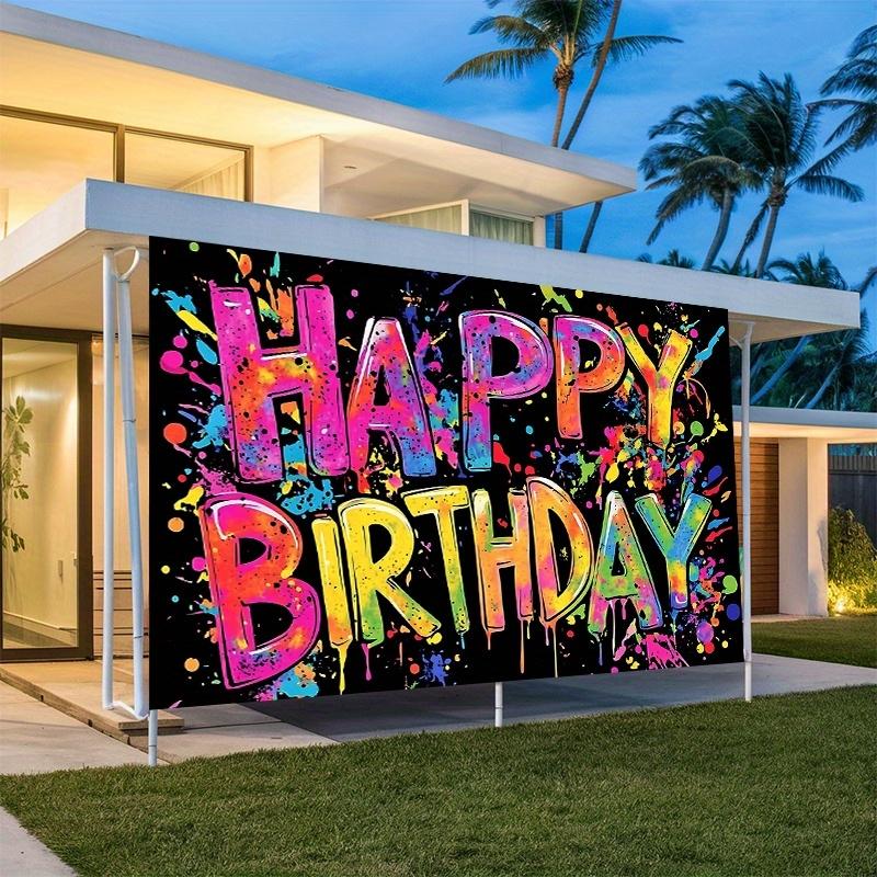 1pc, 2Dflat, vibrant graffiti birthday banner for party decoration - graffiti letters and background for birthday party backdrop
