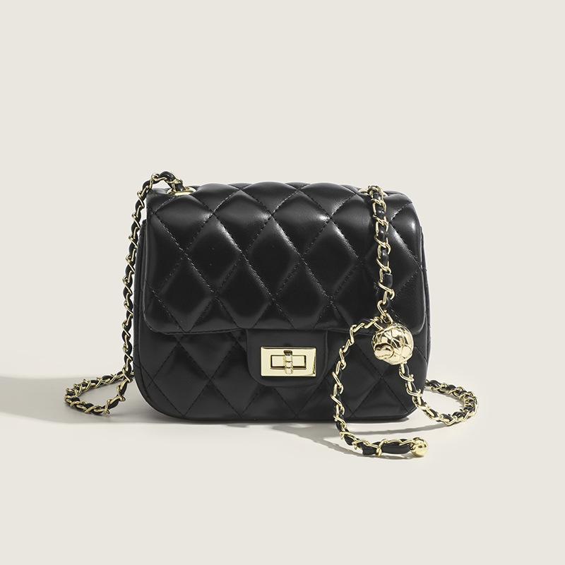 2024 New Fashionable Small-style Quilted Chain Bag with Small Gold Ball, Women's High-end Versatile Crossbody Shoulder Bag
