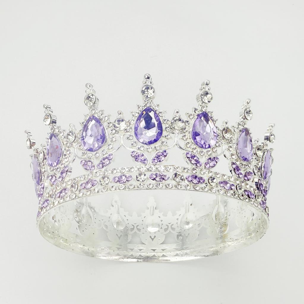 Full Circle Crown Tiara Colorful Baroque Retro Full Diamond Jewelry Wedding Accessories Crown Bridal Crown