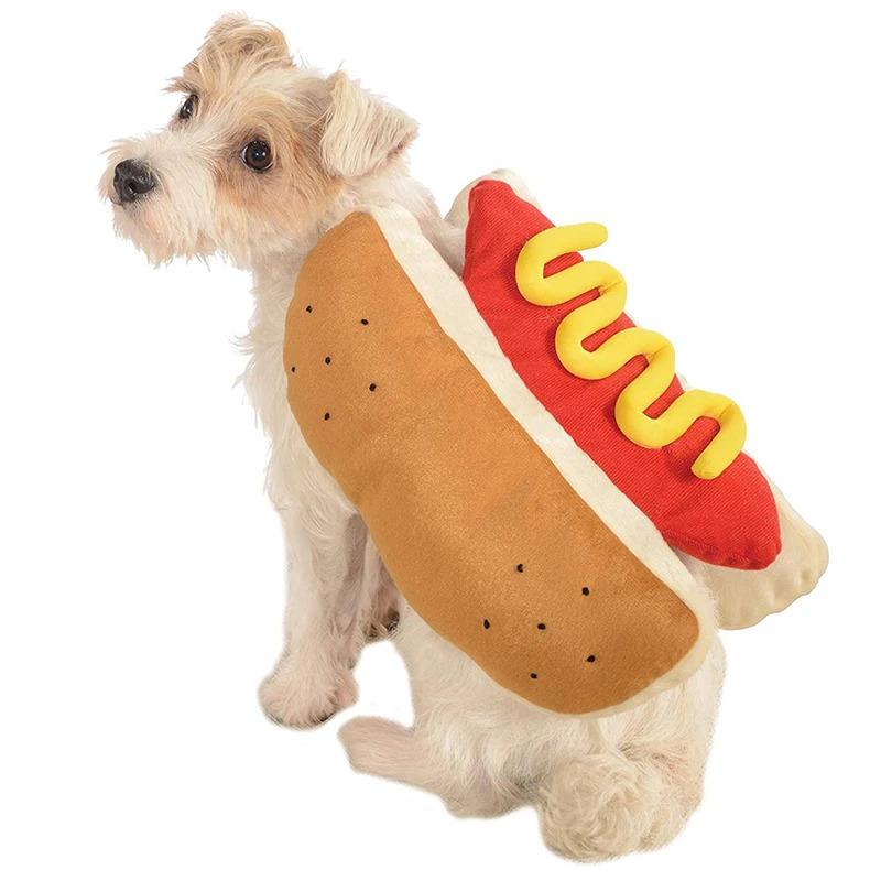 Funny Halloween Dog Costumes Hot Dog Shaped Dachshund Sausage Adjustable Clothes Pet Apparel Dressing Up Cat Party Costume Suit
