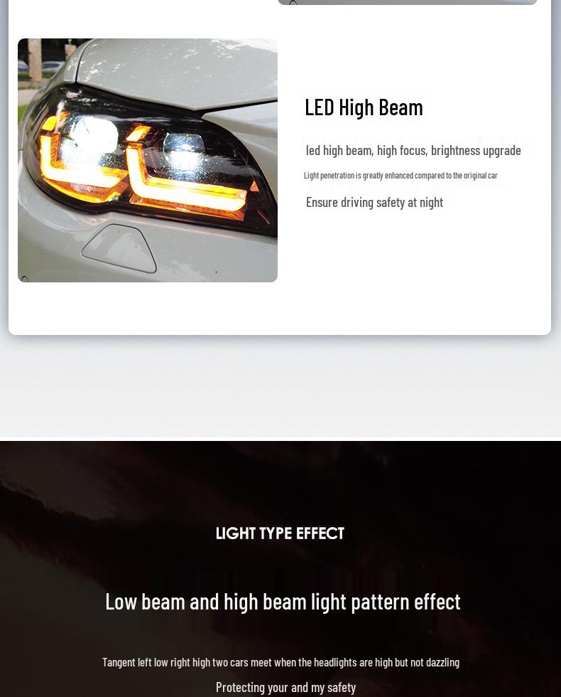 LED Bi-Xenon Headlight Assembly with Flowing Turn Signal for 11-17 BMW 5 Series