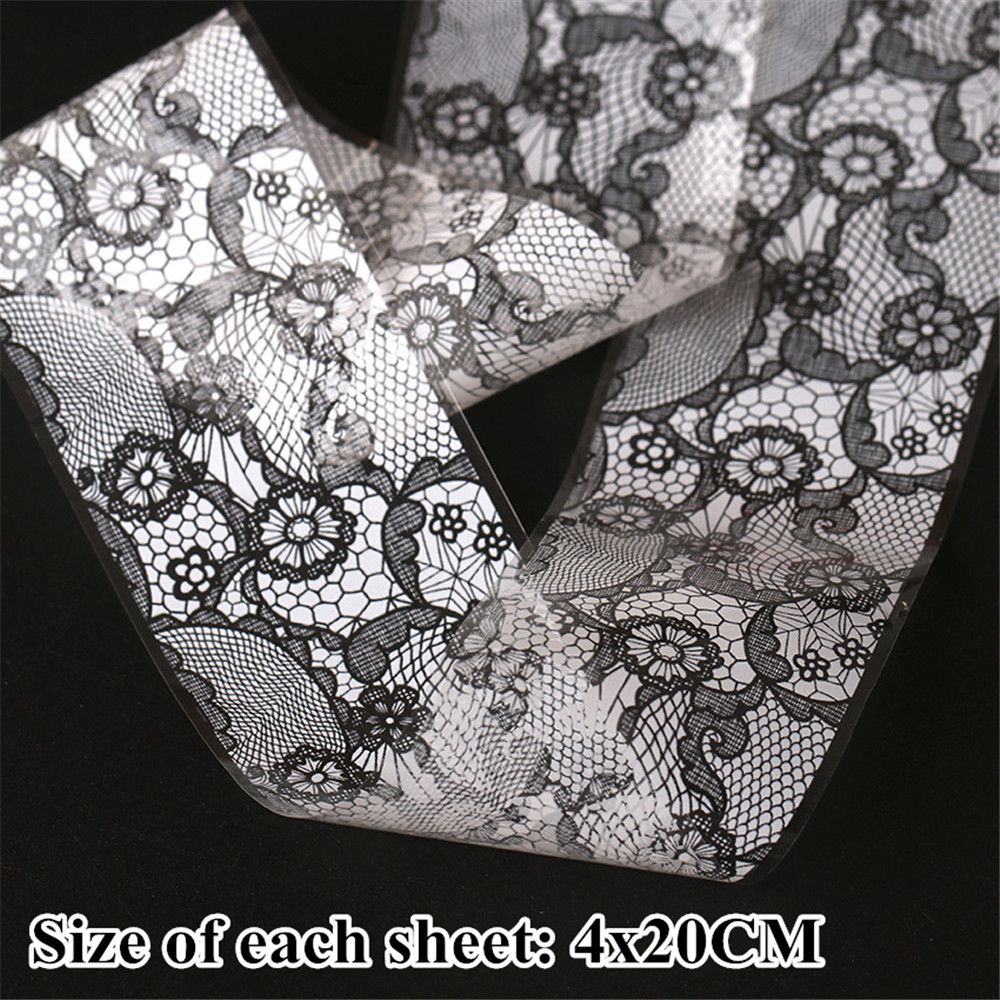 Красота Ногтей Фольгированная Наклейка Звездное Небо Переводная Бумага Набор Фольги для Ногтей Черный Белый Кружевной Стикер для Нейл-Арта