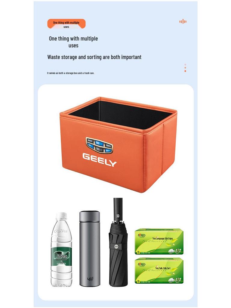 Geely Car Storage Box & Folding Trash Can for Xingyue L, Xingyuan Xingrui, and Dihao Boyue Pro