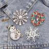 New Year Christmas Brooch for Women Men Fashion Snowman Santa Claus Deer Bell Hat Rhinestone Badge Lapel Enamel Pin Jewelry