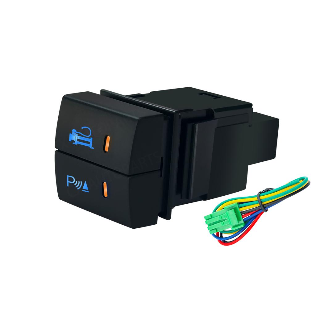 12V Dual Push Button Switch Front Rear Fog Spot Light Camera Heater Switch 23x23mm For Toyota Camry Corolla RAV4 Prado Hiace Relays 5