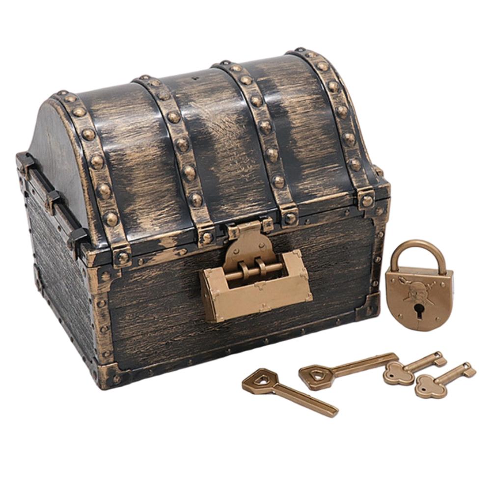 Kids Pirate Treasure Chest Treasures Collection Storage Box Vintage Pirate Jewelry Box for Friends