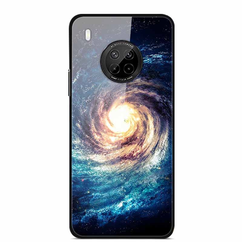 For Huawei Y9A Cases Y8P Y7P Y5P P40 Lite Tempered Glass Hard Back Covers For Huawei P Smart 2021 2020 Cases Bumper Painted Capa