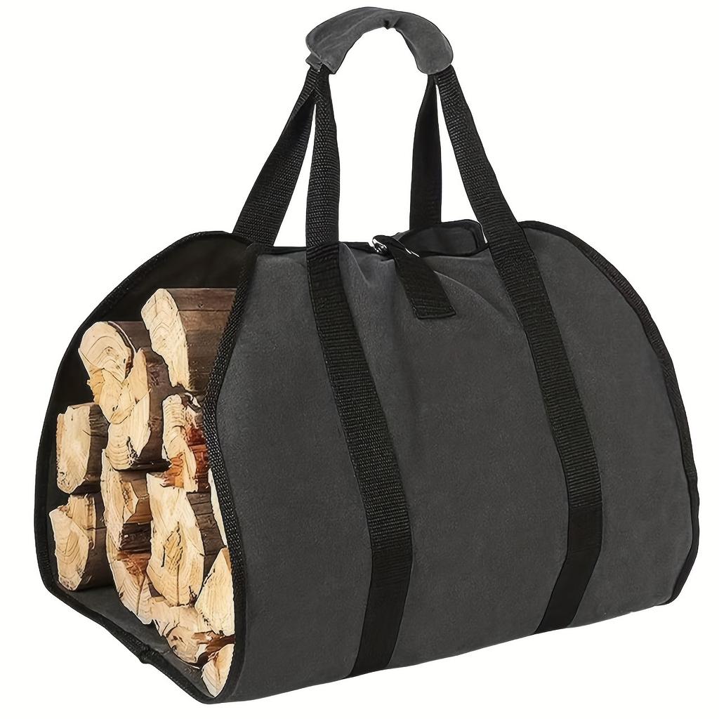 Heavy-Duty Firewood Carrier Bag, Durable Polyester Tote with Sturdy Handles for Camping & Outdoor. Easy Carry & Storage.