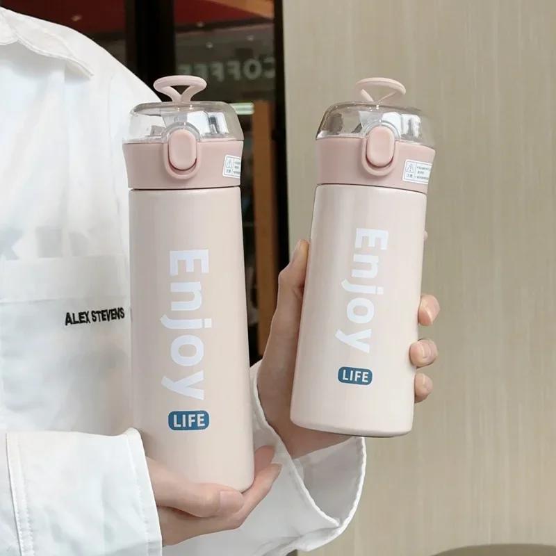 350 мл/500 мл модная термос из нержавеющей стали с трубочкой портативный студенческий термос кружка дорожная термокружка для воды стакан