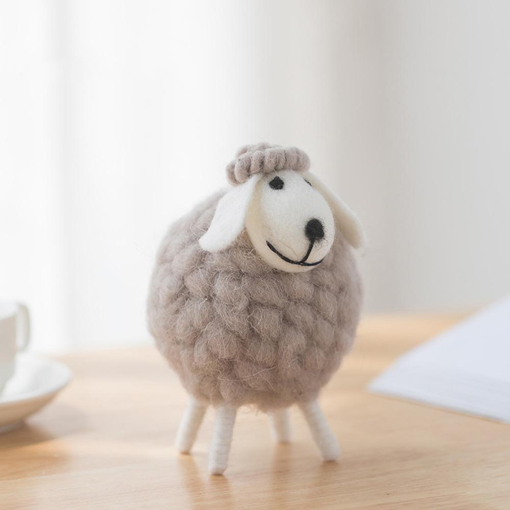 Xmas Christmas Holiday Home Decoration Statue Miniature Felt Sheep Figurines Party Supplies