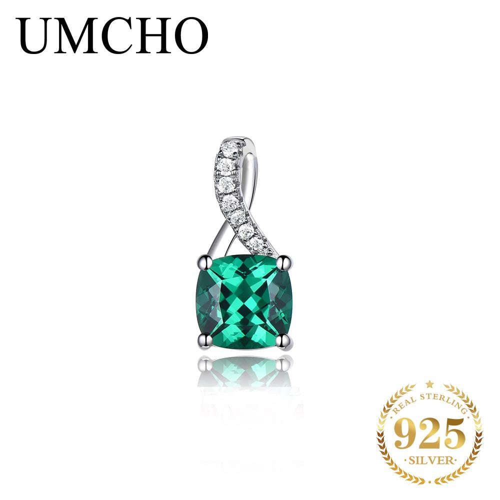 Umcho S925 изумрудные подвески с драгоценными камнями для женщин, натуральная подвеска-пасьянс, ожерелье, брендовые ювелирные изделия для подруги