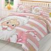 Christmas Santa Claus Snowflakes Pink Stripes 3pcs Bedding Set For Double Bed Home Textile Duvet Cover Quilt Cover Pillowcase