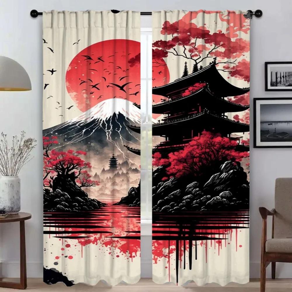 Sun Moon and Tree Curtains for Bedroom Shades Living Room Curtain Home Interior Curtains 2 Pieces Partition Kitchen Blackout