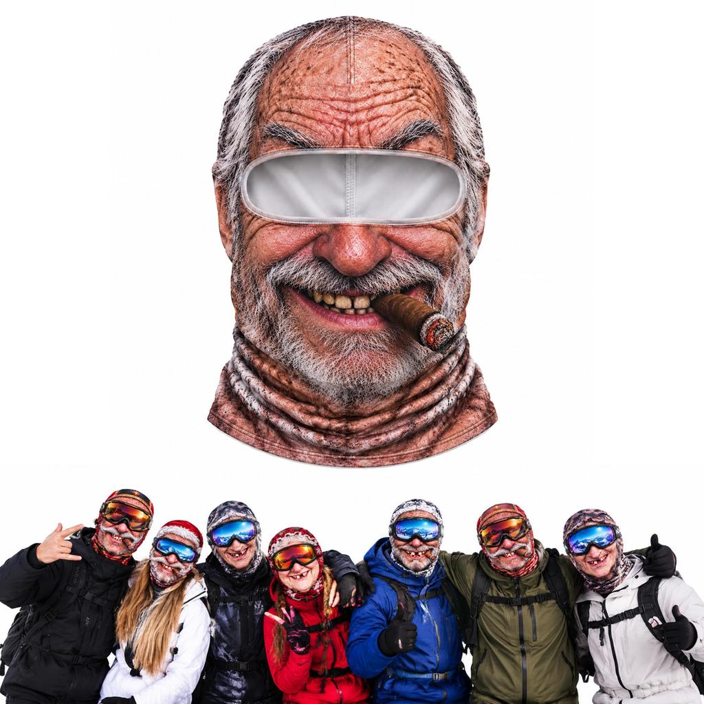 Новинка Лыжная маска с лицом старика, Смешная реалистичная 3D-печатная зимняя ветрозащитная маска на все лицо, Солнцезащитные очки в комплект не входят