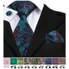 Barry.Wang Mens Novelty Plaid Striped Neckties Handkerchief Cufflinks Set Formal Casual Business