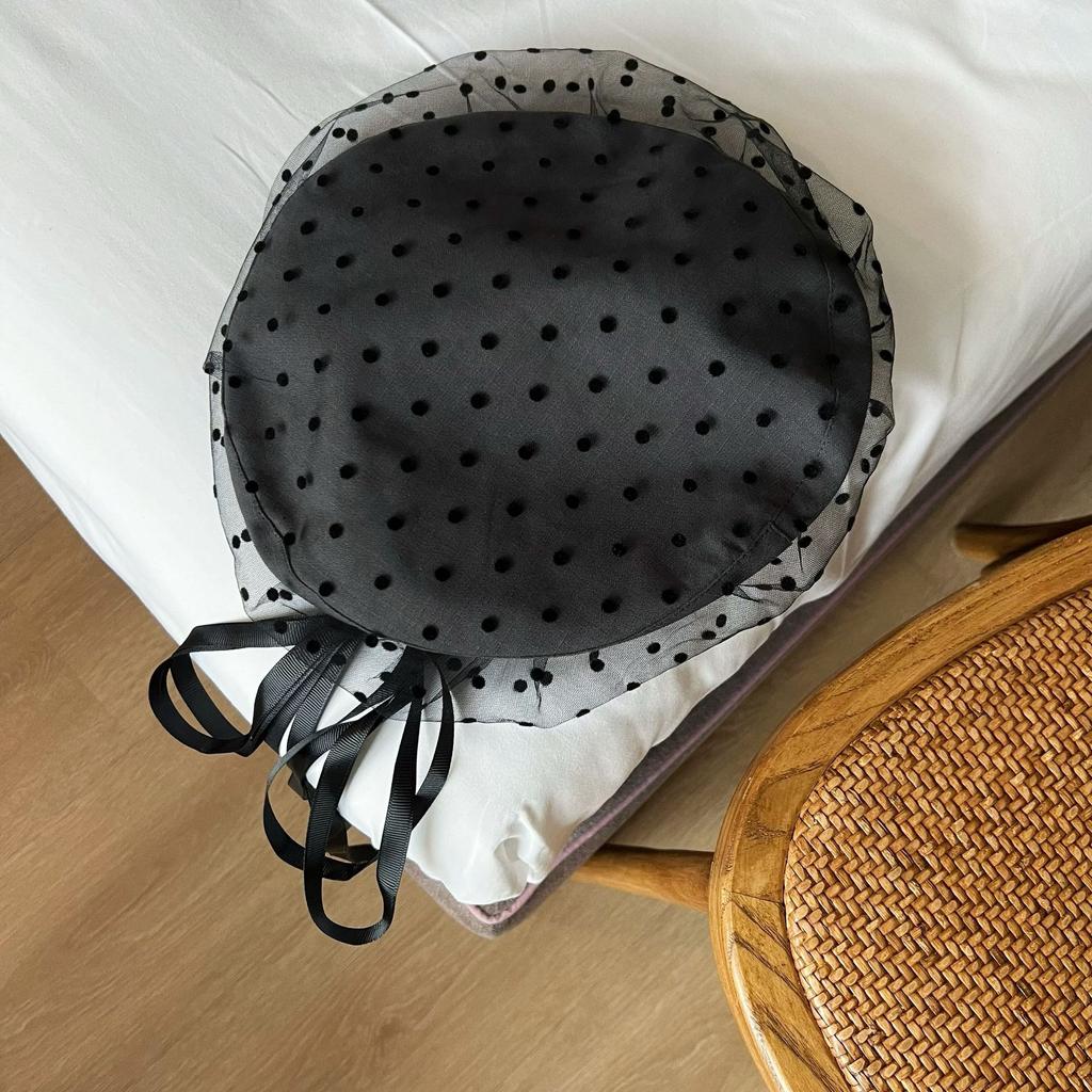 Корейский бант-стример берет женский летний тонкий горошек сетка большой окружности головы ретро литературный и художественный художник шляпа